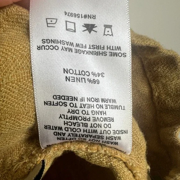 Imogene and Willie Mens Serra XXL Linen Cotton Herringbone Camp Shirt Yellow - Picture 7 of 10